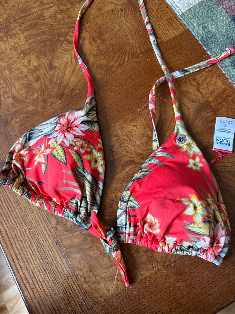 Bananamoon Red Tropical Triangle Bikini Top - Picture 2 of 5